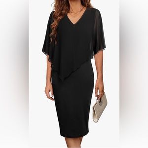 NWT Bodhi talk Women VNeck Overlay Pencil Dress knee length black XXL